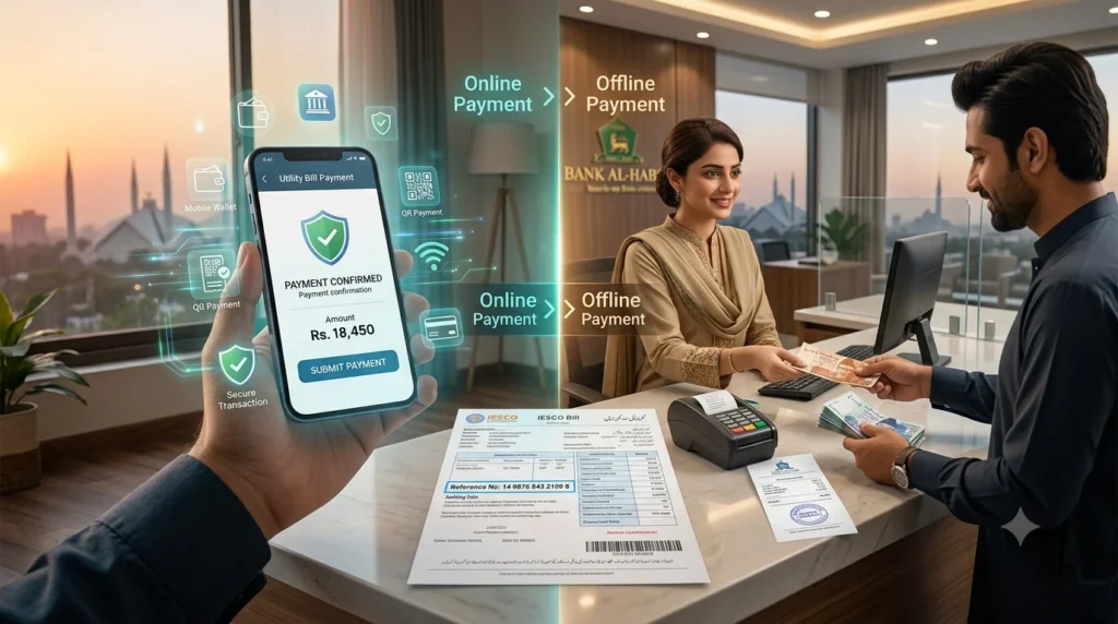 Comparison of online and offline IESCO bill payment methods in Pakistan